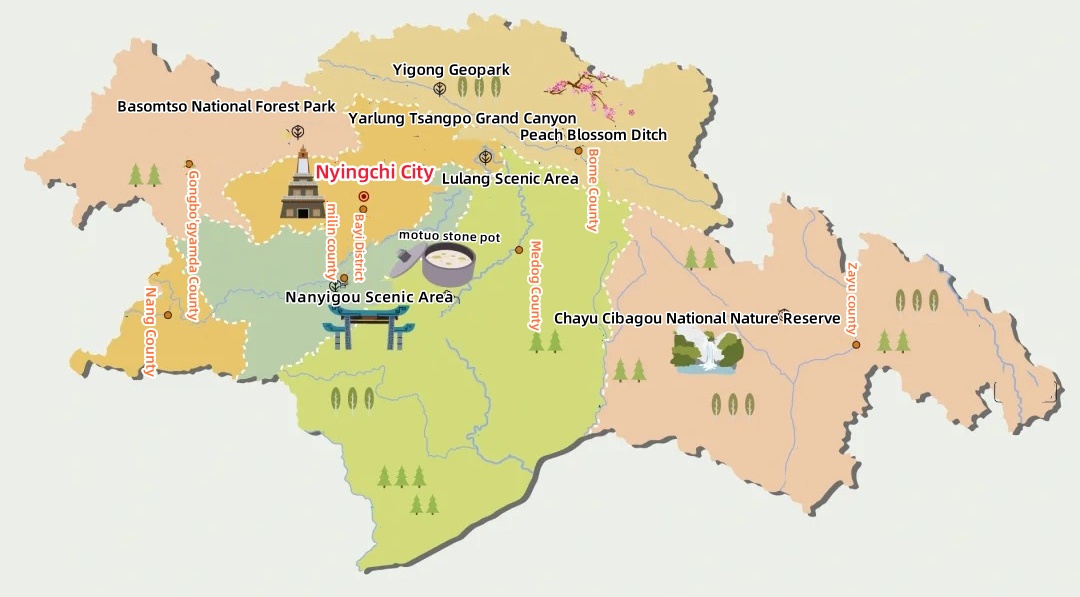 Nyingchi Tourism Map Nyingchi Tourism Map