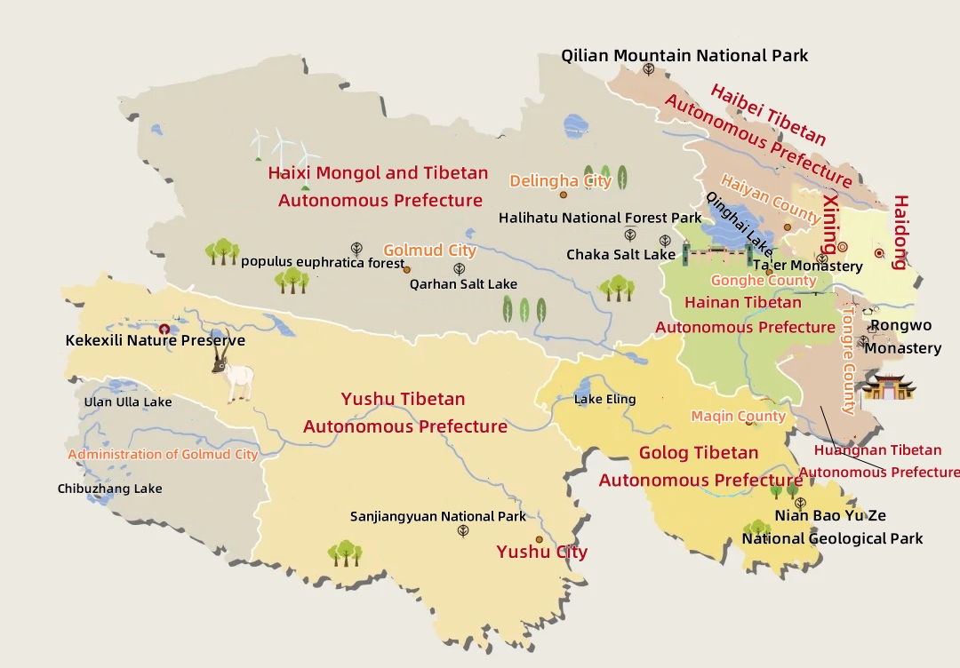 Qinghai Tourism Map Qinghai Tourism Map