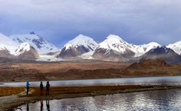 Hiking in the Karakul Lake
