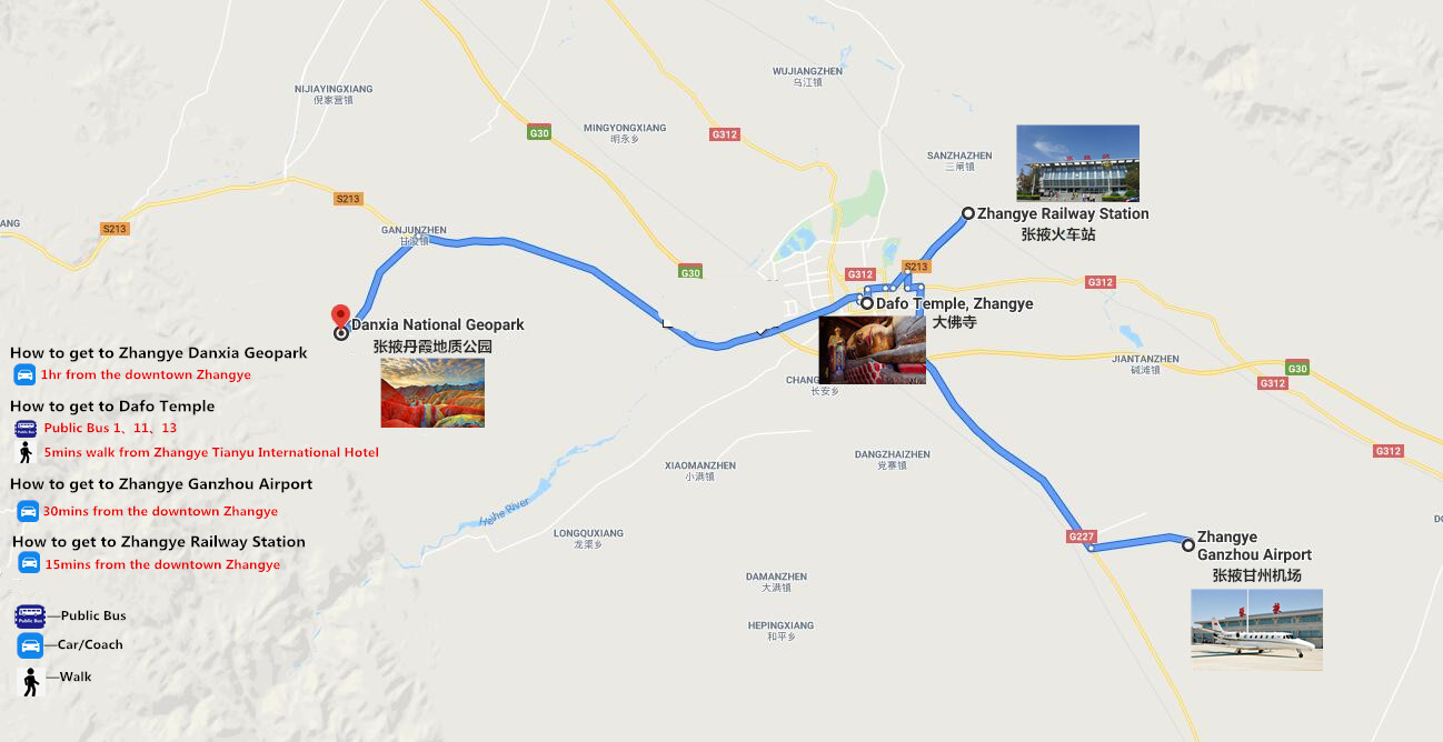 3 Days Zhangye Danxia Landform Tour Travel Map