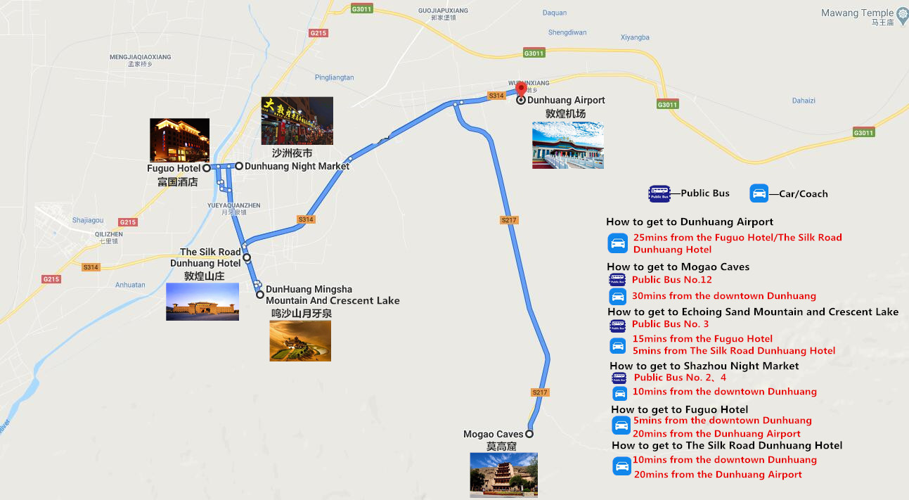 Private Dunhuang Day Tour Travel Map